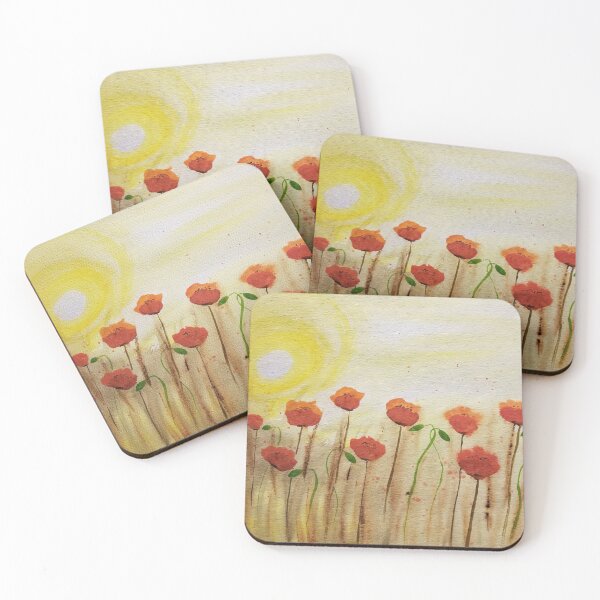 Poppies in the morning sun Coasters (Set of 4)