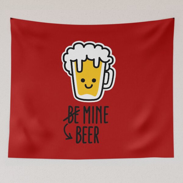 Item preview, Copy of BE MINE, BEER WINE, funny Valentines Day couples matching couple beer mine designed and sold by LaundryFactory.
