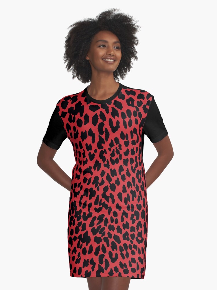 red leopard print shirt dress