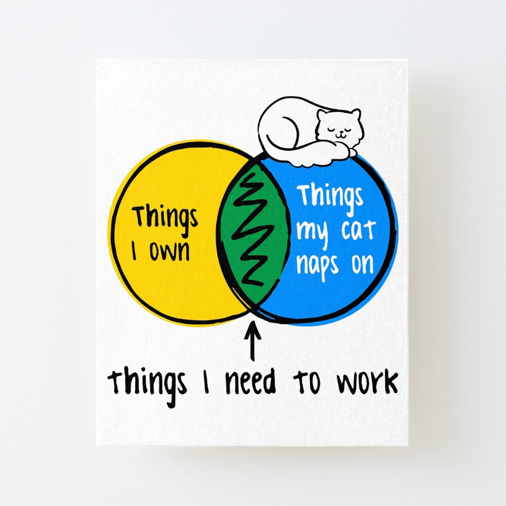 funny Venn diagram – things I need to work (things my cat naps on, things I own) funny Venn diagram – things I need to work (things my cat naps on, things I own)