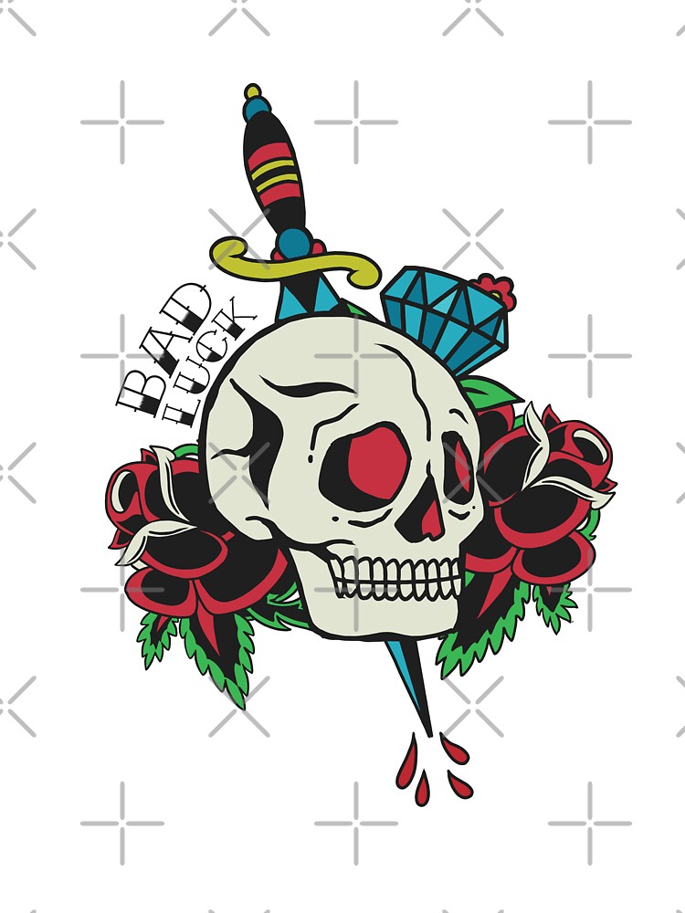 Skull Tattoo Bad Luck Baby One Piece By La Bel Redbubble