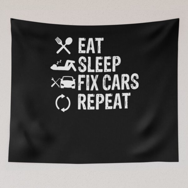 Item preview, Eat Sleep Fix Cars Repeat designed and sold by TooFlyDesign.
