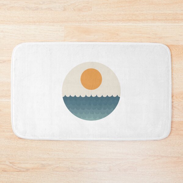 Item preview, Blue Waves & Setting Sun Retro Circle designed and sold by kalisteananda.