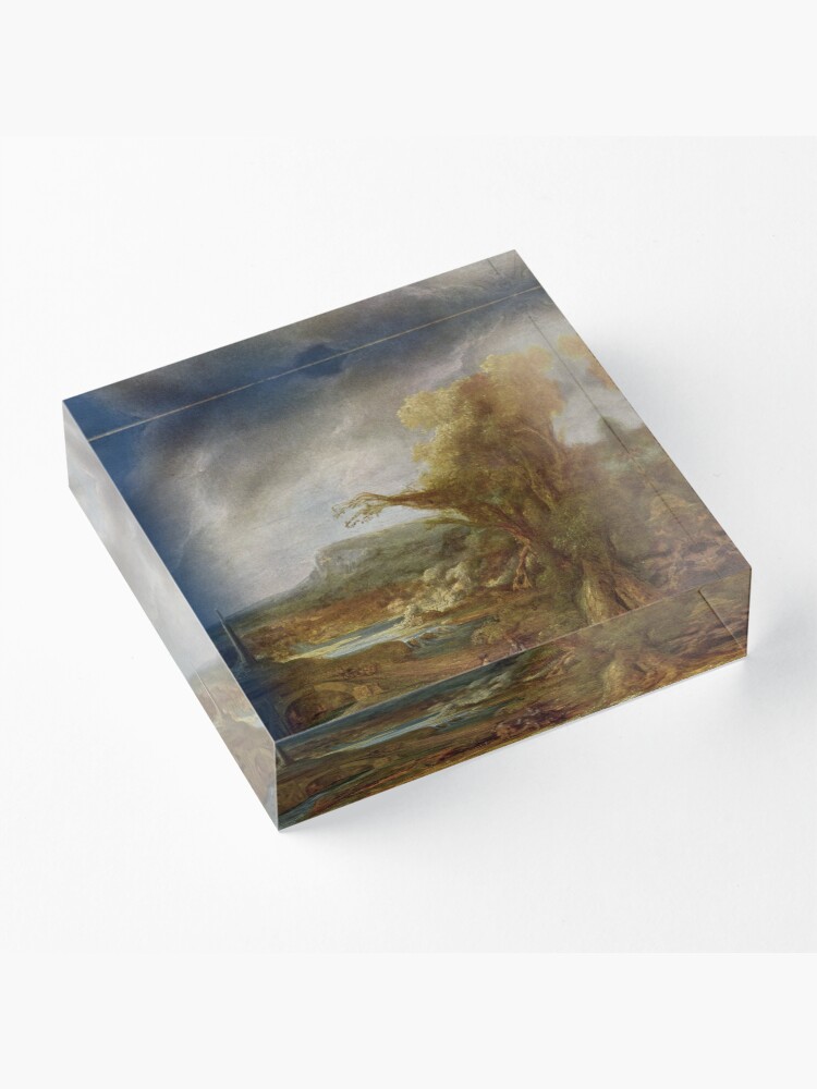 Alternate view of Stolen Art - Landscape with an Obelisk by Govert Flinck Acrylic Block