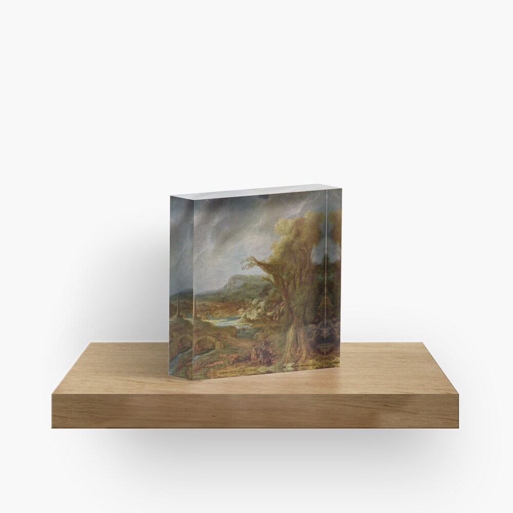 Stolen Art - Landscape with an Obelisk by Govert Flinck Acrylic Block