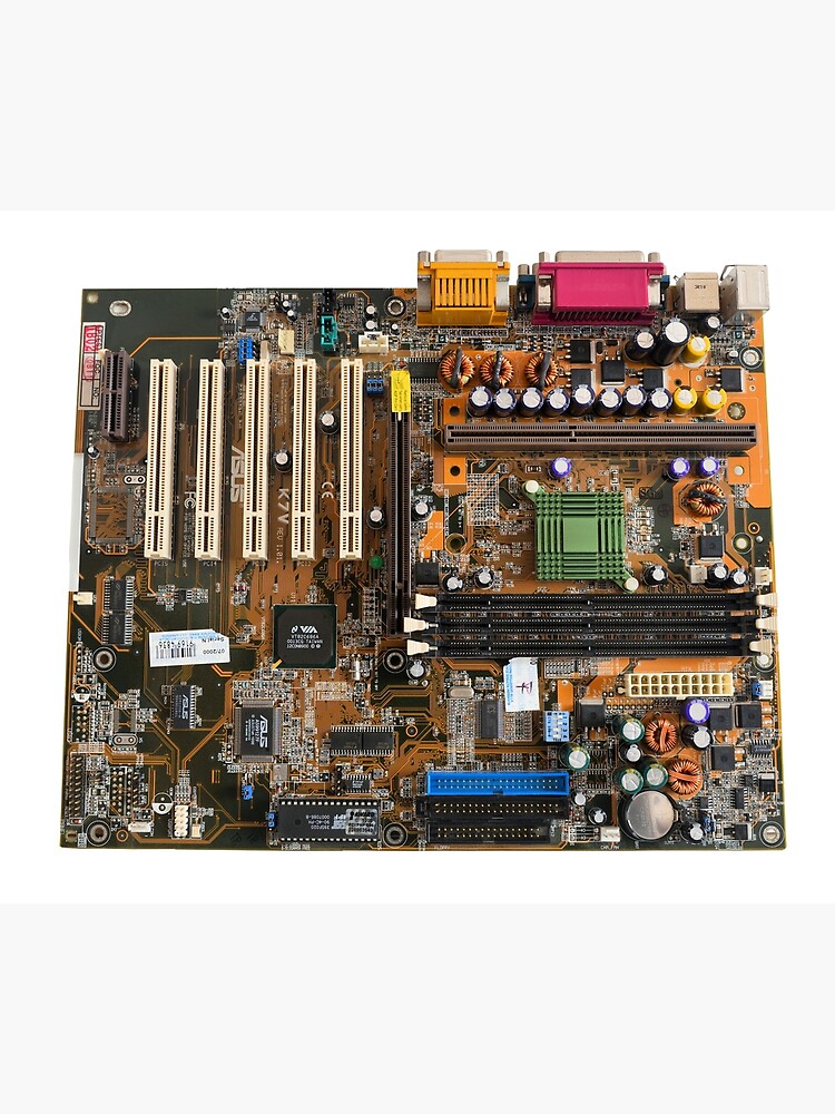 "Old computer motherboard isolated" Photographic Print for Sale by
