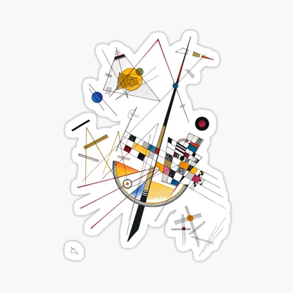 Kandinsky Delicate Tension No. 85, 1923 Artwork Reproduction, Design for Posters, Prints, Tshirts, Men, Women, Kids, Youth Sticker