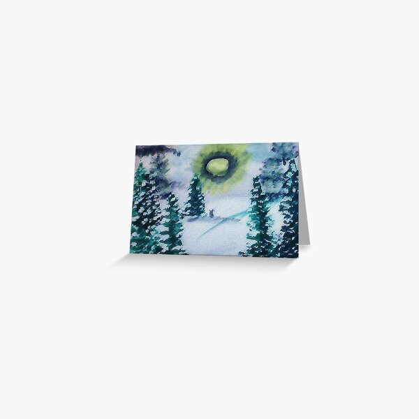 Bunnies in the snow , watercolor Greeting Card
