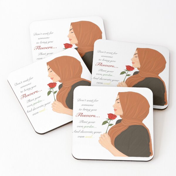Item preview, Hijab muslimah girl holding flower quote drawing designed and sold by Imanitasong.