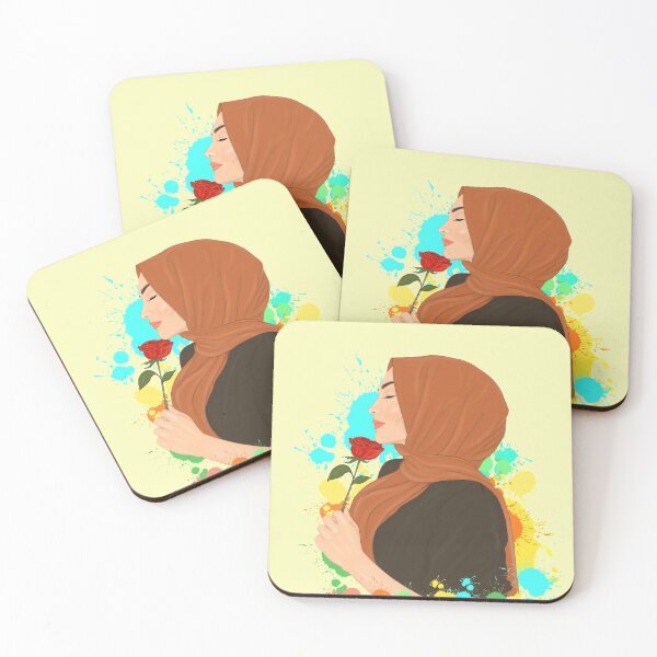 Item preview, Hijab muslimah girl holding flower quote drawing designed and sold by Imanitasong.
