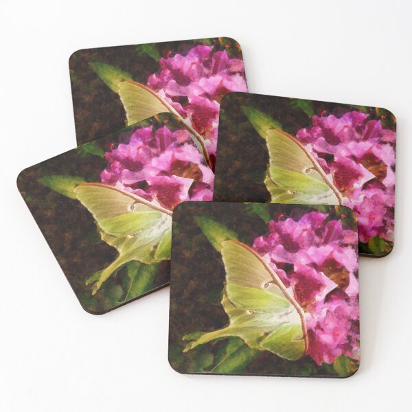 Item preview, Lady Luna Moth on a Pink Rhododendron Flower  designed and sold by JanineRileyArt.
