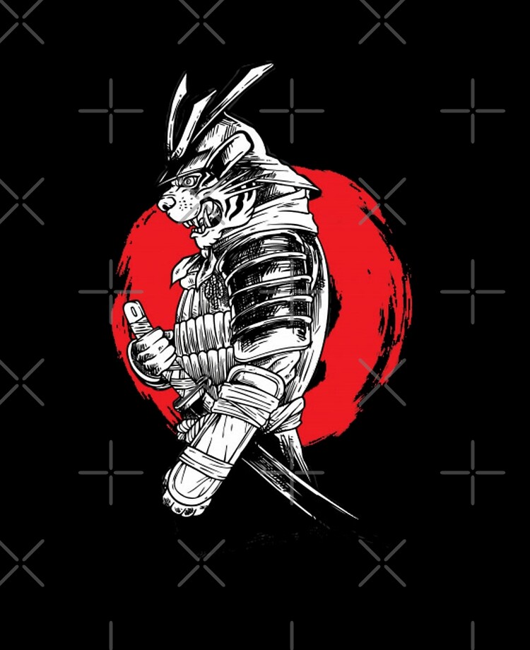 Samurai Lowe Tiger Rustung Schwarz Weiss Schwert Ninja Krieger Samurai Ipad Hulle Skin Von Design2z Redbubble