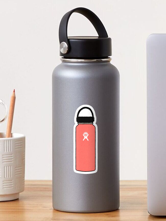 pink hydroflask with stickers
