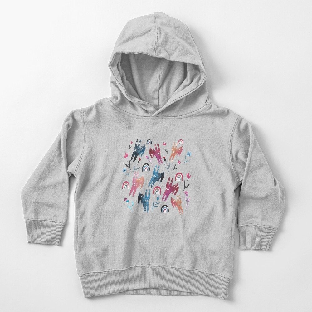 Rainbow Bunnies and florals Toddler Pullover Hoodie