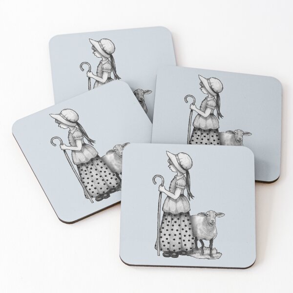 Item preview, Little Bo-Peep with Sheep, Original Pencil Drawing, Nursery Rhyme, Art designed and sold by JoyfulWhimsy.