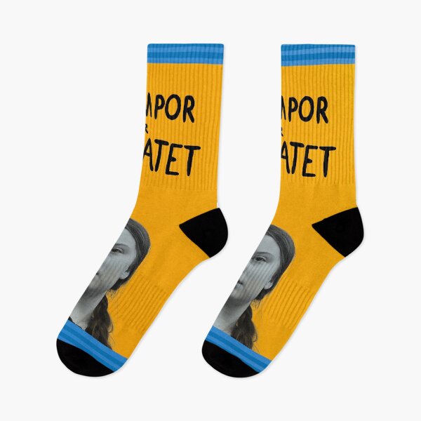 Item preview, ! New ! Climate Change Socks: GRETA THUNBERG: STRUMPOR FOR KLIMATET designed and sold by Day Chapman.