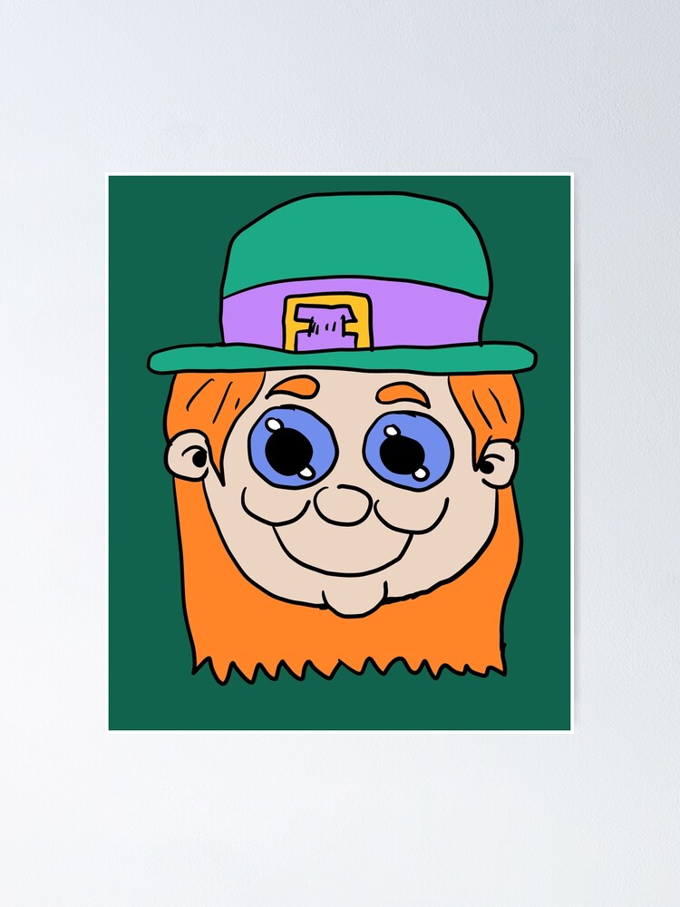 Cartoon Leprechaun Head Poster By Eric A Allen Redbubble