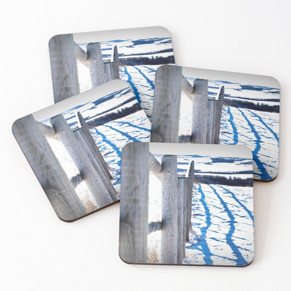 Item preview, Fence casting shadows in the snow. designed and sold by CanadianWild418.