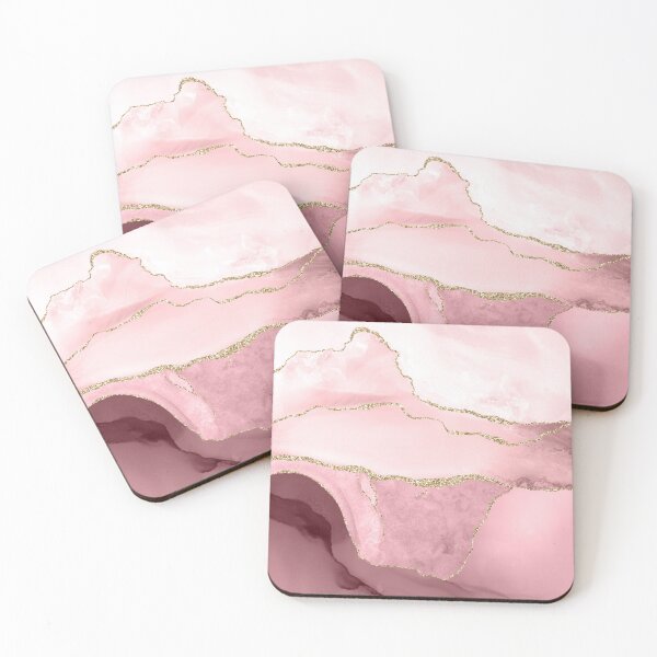 Item preview, Ágata Acuarela, Blush Pink Borgoña Faux Gold Veins designed and sold by PixDezines.