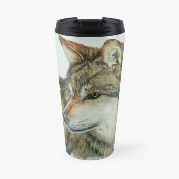 Mexican Gray Wolf in Watercolor Travel Mug