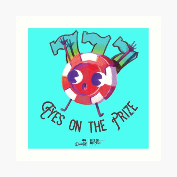 "Eyes on the Prize", caricatura retro de ficha de poker Lámina artística