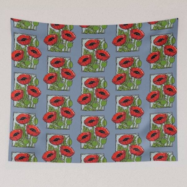 Item preview, Poppies, Vintage style flower stamp (colored) designed and sold by Colette van der Wal.
