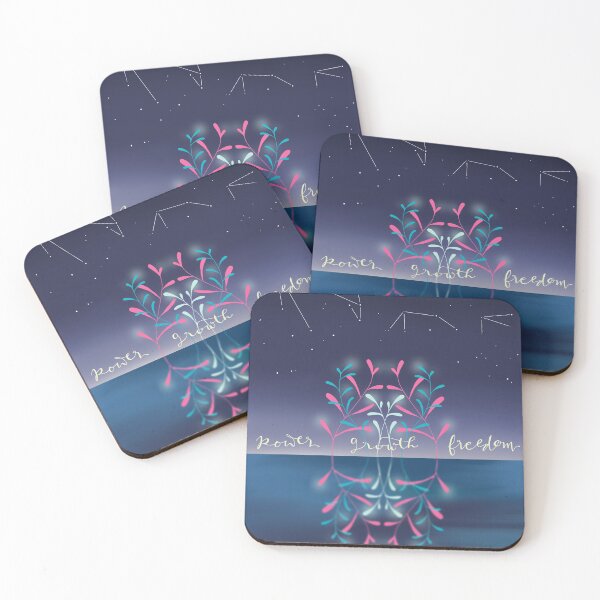 Item preview, Power Growth & Freedom Ethereal Night Ocean Glowing Plants Stars designed and sold by starlingheartart.