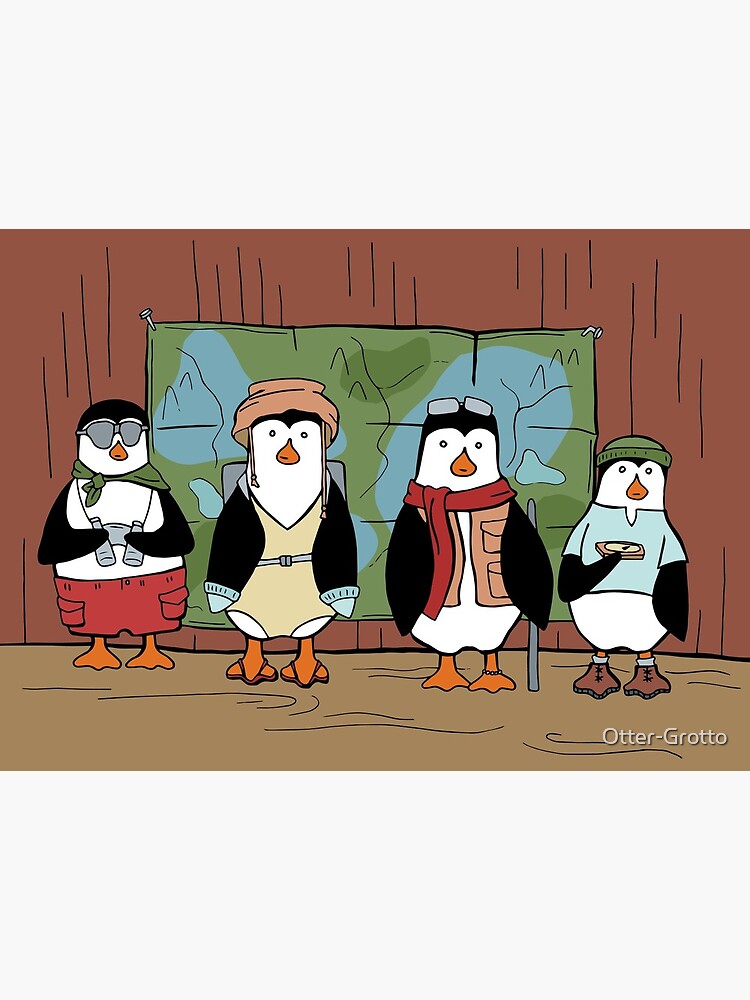 Thumbnail 2 of 2, Art Board Print, Penguin Family Hits the Outdoor Gear Store a Little Too Hard designed and sold by Otter-Grotto.