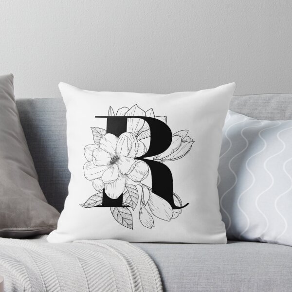 Aperçu de l'œuvre Monogramme R avec dessin au trait Magnolia créée et vendue par GraphicsbyNel.