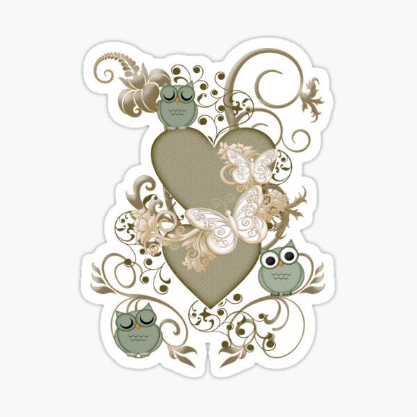 Item preview, Owls, Butterflies and Hearts, fantasy design designed and sold by LoneAngel.