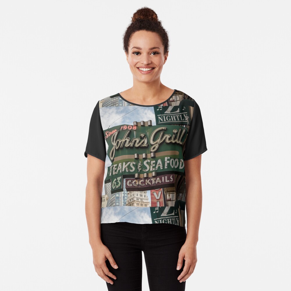 John's Grill Chiffon Top