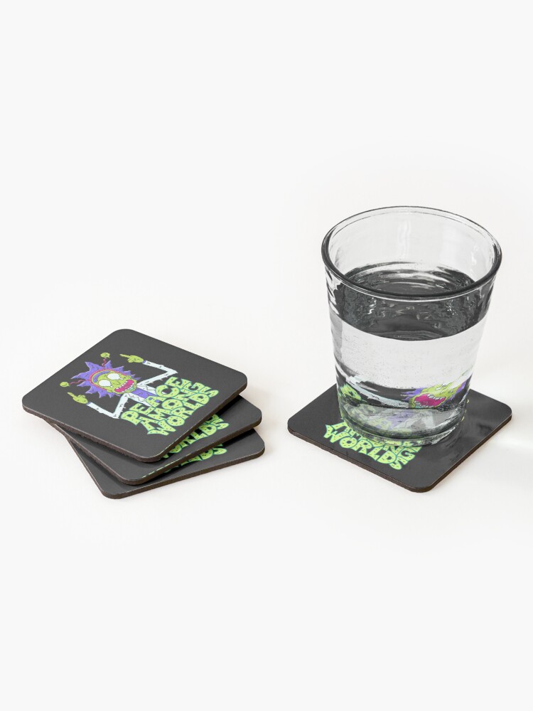 Alternate view of peace among worlds Rick and Morty melting Coasters (Set of 4)