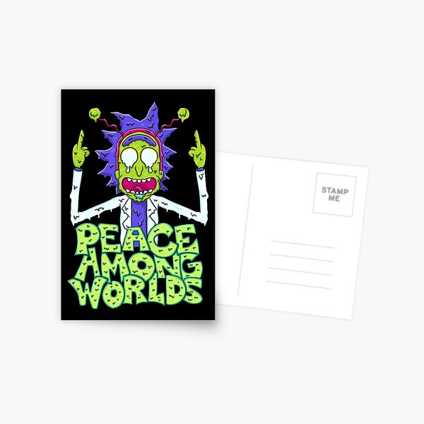 peace among worlds Rick and Morty melting Postcard