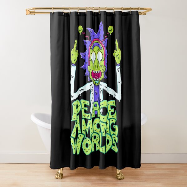 peace among worlds Rick and Morty melting Shower Curtain