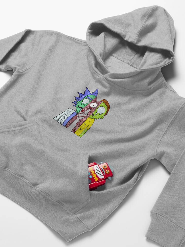 Alternate view of Rick and Morty melting Kids Pullover Hoodie