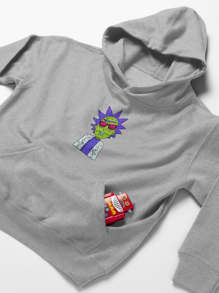 Alternate view of Rick and Morty melting Kids Pullover Hoodie
