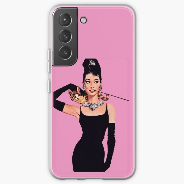 Discover Audrey Hepburn ( Holly Golightly) Breakfast of Tiffany&apos;s with Cat  | Samsung Galaxy Phone Case