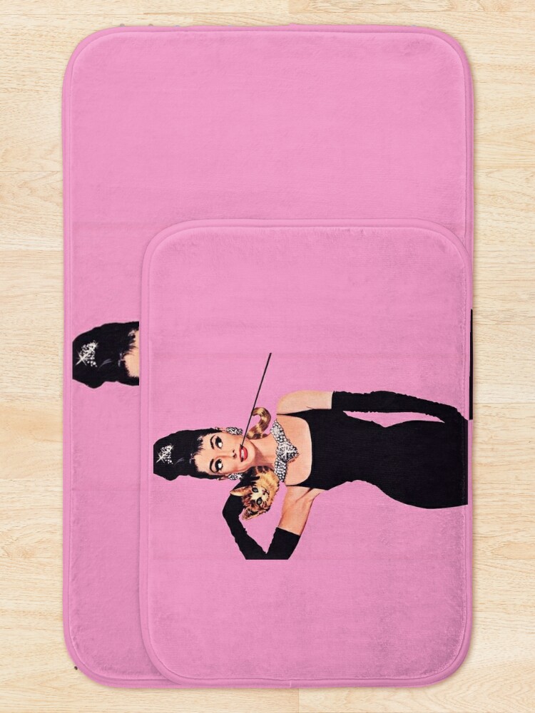 Disover Audrey Hepburn ( Holly Golightly) Breakfast of Tiffany&apos;s with Cat  | Bath Mat