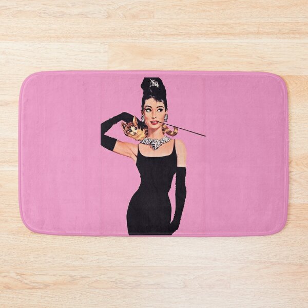 Discover Audrey Hepburn ( Holly Golightly) Breakfast of Tiffany&apos;s with Cat  | Bath Mat