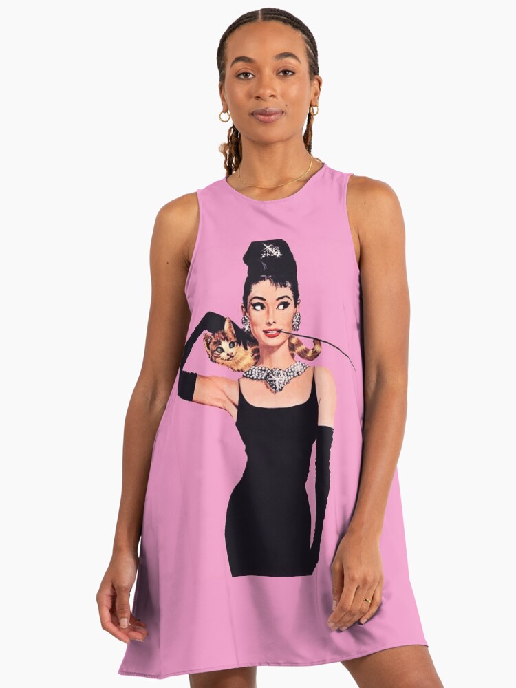 Audrey Hepburn ( Holly Golightly) Breakfast Of Tiffany's With Cat Breakfast At Tiffany's (1961) A-Line Dress