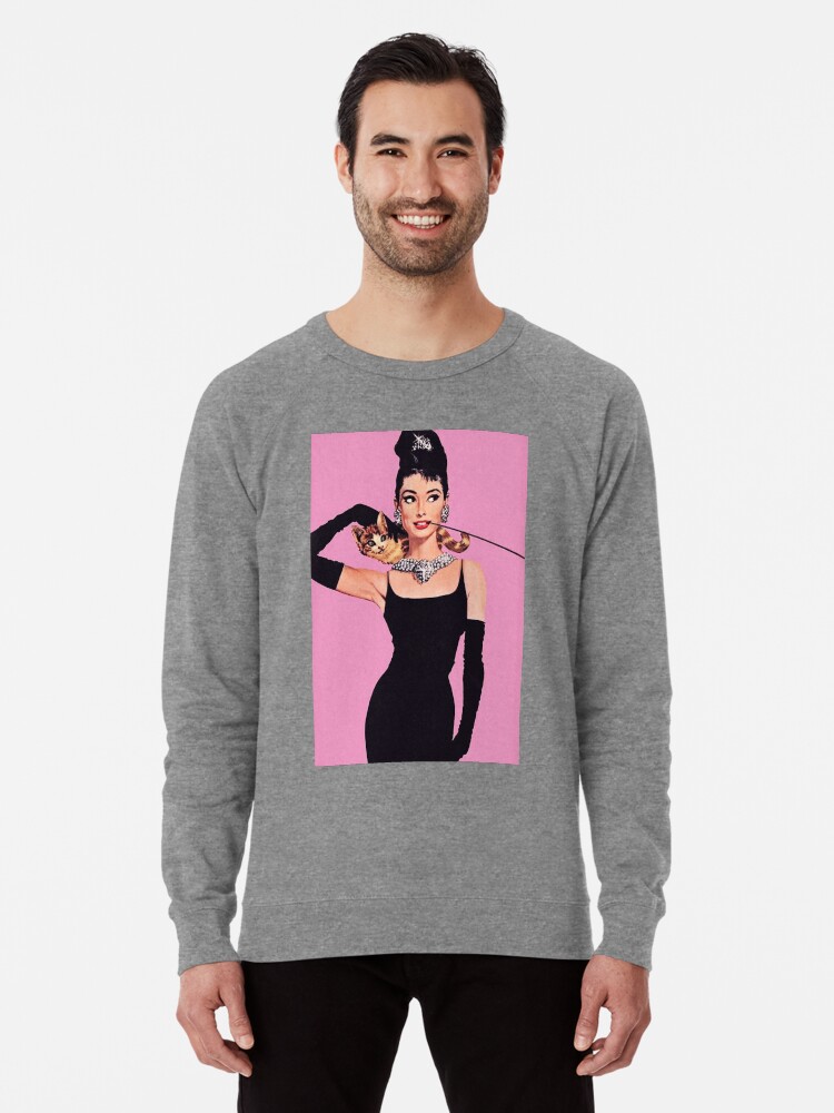 Audrey Hepburn Holly Golightly Breakfast of Tiffany s with Cat Lightweight Sweatshirt