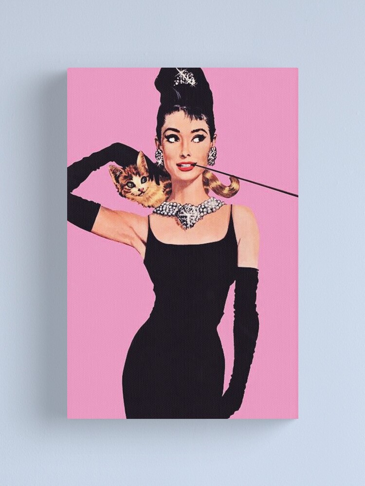 Thumbnail 2 of 3, Canvas Print, Audrey Hepburn ( Holly Golightly) Breakfast of Tiffany's with Cat designed and sold by MindChirp.