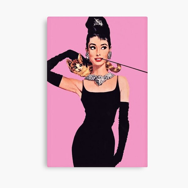 Audrey Hepburn ( Holly Golightly) Breakfast of Tiffany's with Cat Canvas Print