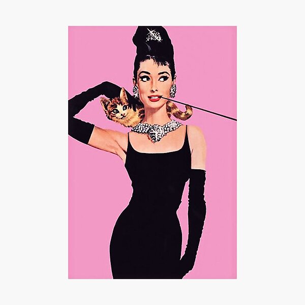 Audrey Hepburn ( Holly Golightly) Breakfast of Tiffany's with Cat Photographic Print