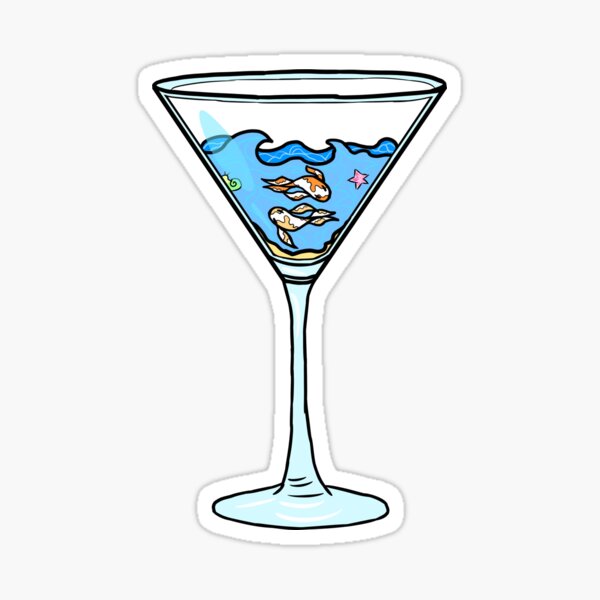 Martini Glass Spilling Out Sticker