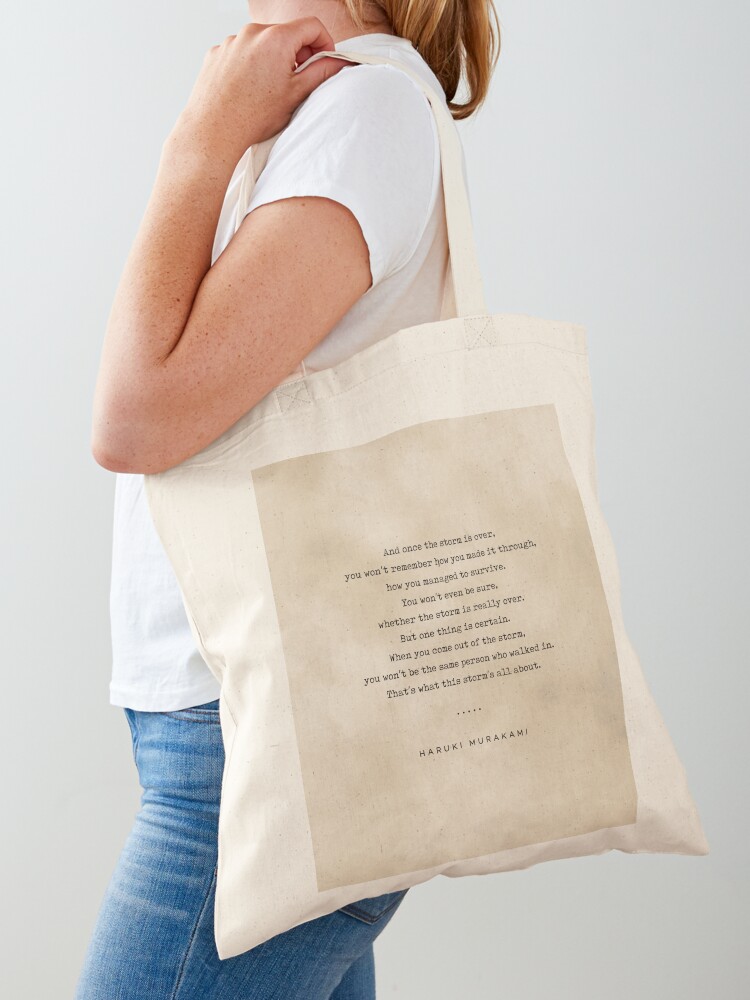 Haruki Murakami Quote 01 - Typewriter quote on Old Paper - Literary Poster  - Book Lover Gift Tote Bag by Studio Grafiikka - Fine Art America