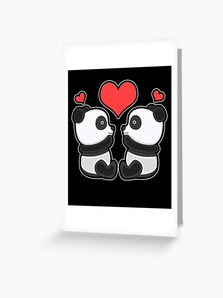 Tarjetas de felicitación «Panda pareja amor corazones oso panda oso regalo»  de redshirtz | Redbubble