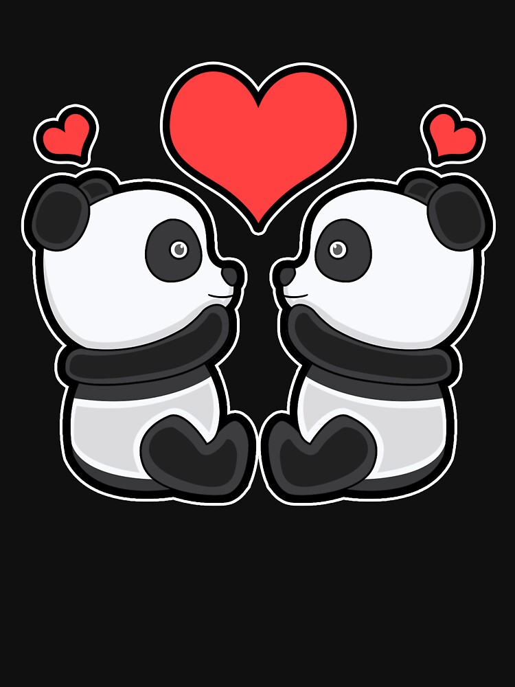 Sudadera con capucha con la obra Panda pareja amor corazones oso