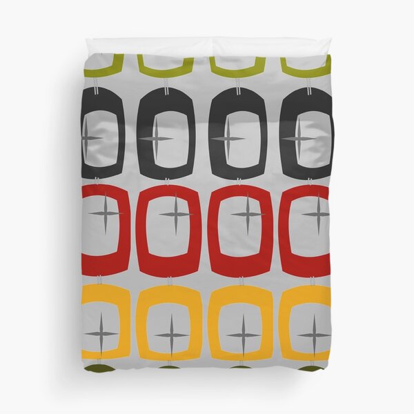 Mid-Century Ovals and Stars Duvet Cover