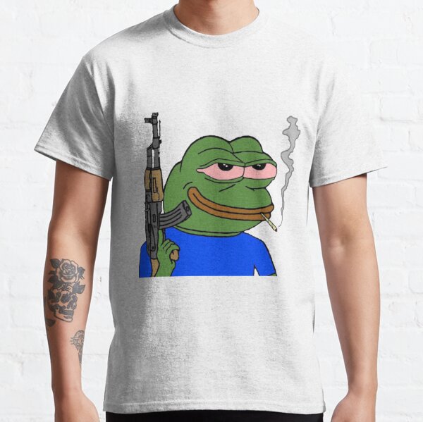 Pepega frog with gun shirt, hoodie, sweater and v-neck t-shirt